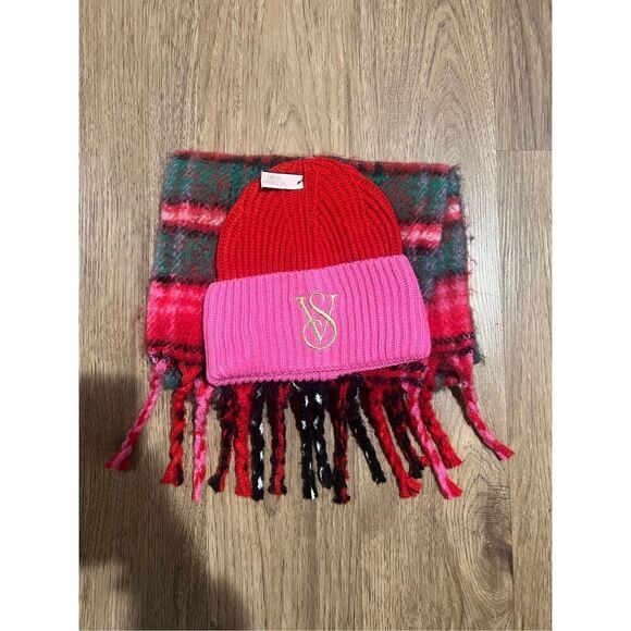 MICHAEL KORS JET SET LOGO PRINT Scarf and Beanie set Women's Tan/ White - Picture 1 of 5